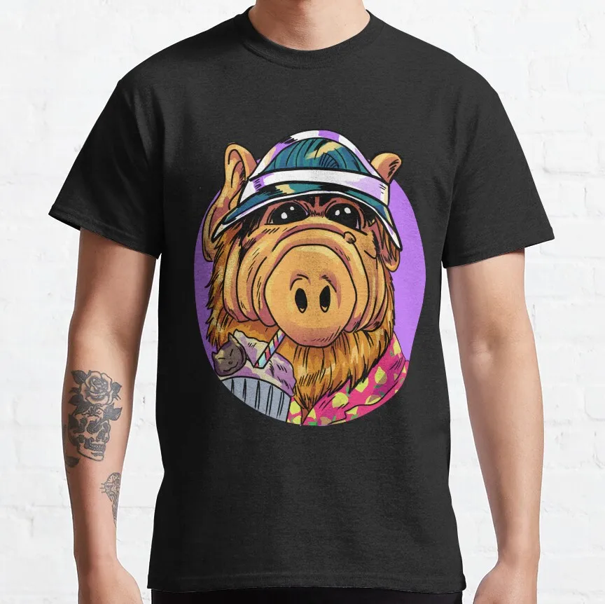 

Fresh Alien time 80s Cartoon graphic t shirts Y2K Style clothing alien ALF Character TV Show Unisex t shirt Adult all size S-6XL