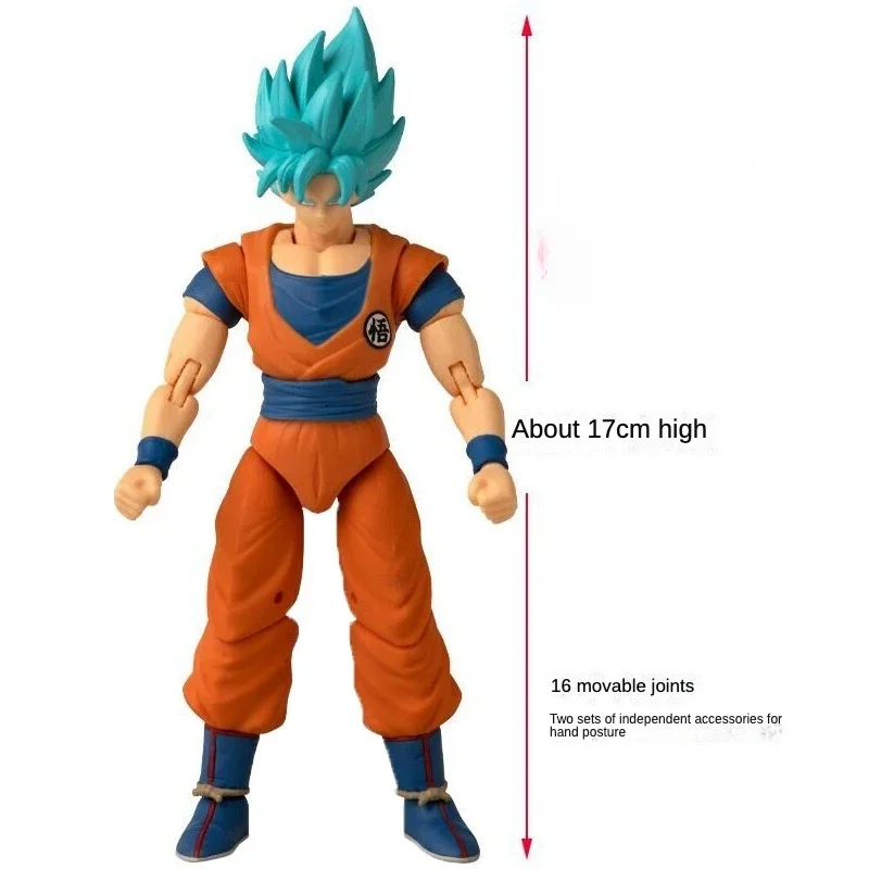 Bandai-figura de acción de Dragon Ball, modelo ensamblado de siete Dragon Ball, pelo azul, Goku, Monkey King, juguete de regalo