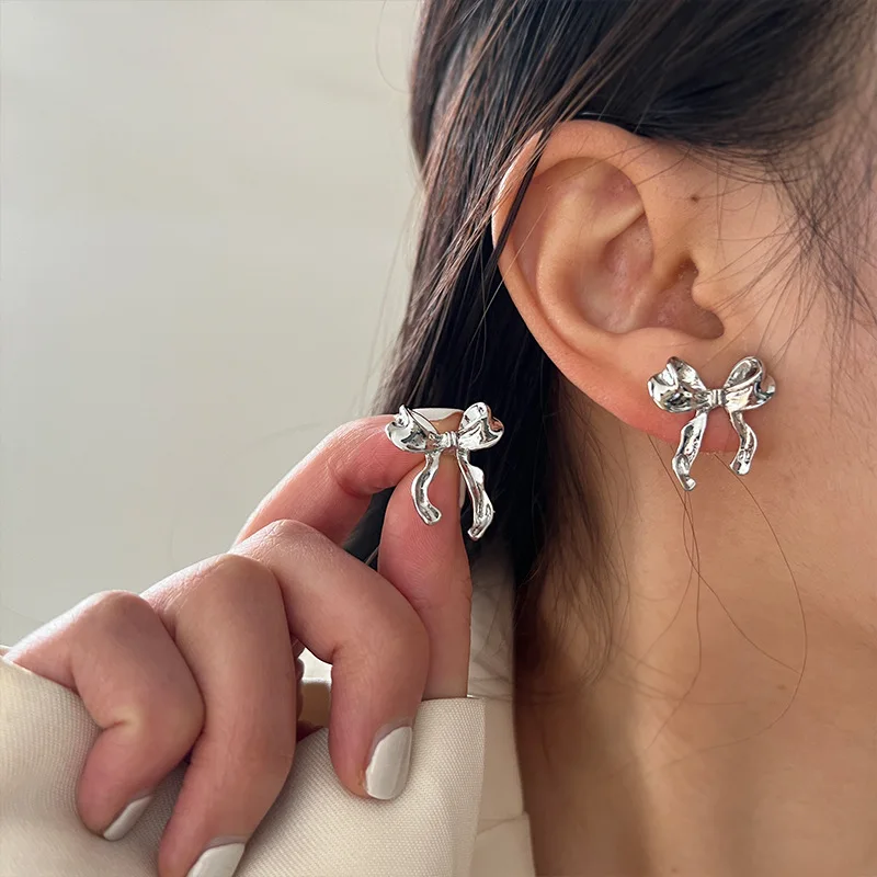 Pendientes de nudo de lazo de estilo dulce y fresco para mujer, regalos de joyería elegantes simples, envío directo