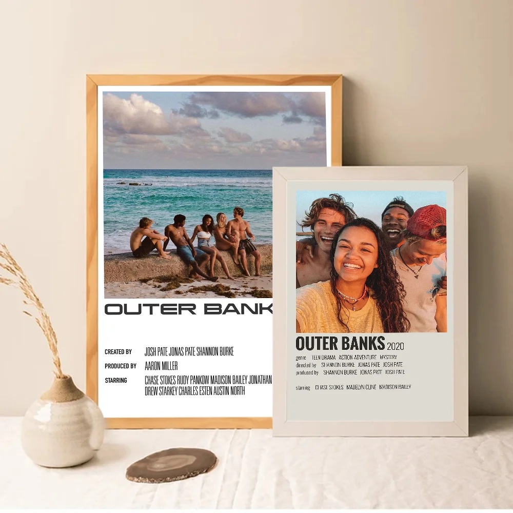 2020 Adventure TV Series Outer Banks Vintage Posters Sticky Retro Kraft Paper Sticker DIY Room Bar Cafe Kawaii Room Decor