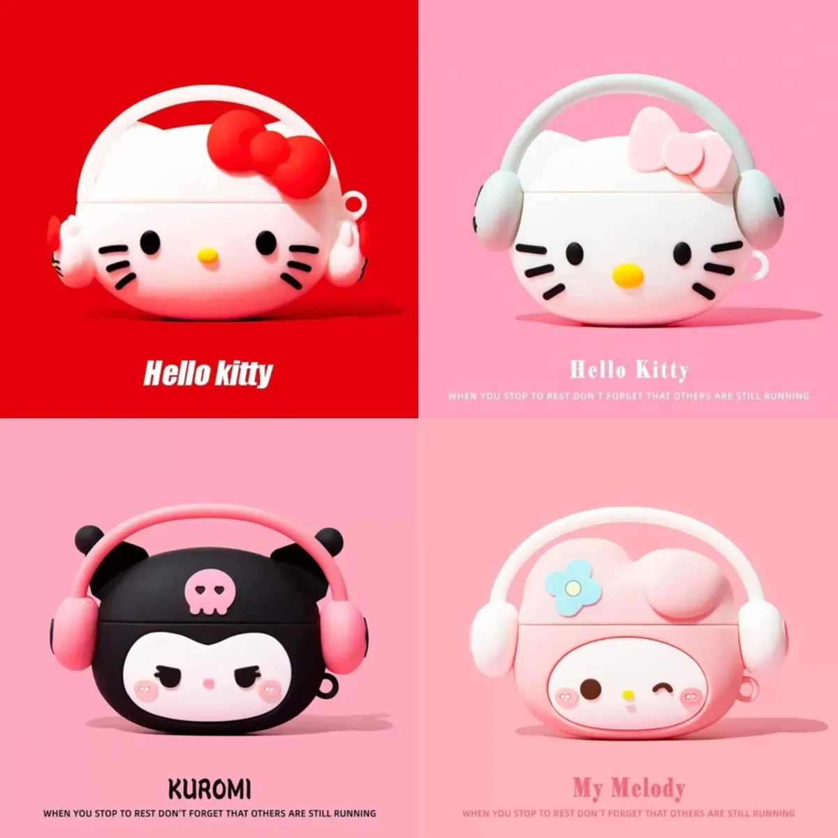 حافظة سماعة رأس كرتونية لأجهزة Apple Airpods 4 3 Pro Pro 2 Hello Kitty Kuromi Melody Music حافظة سماعة أذن من السيليكون لهاتف Apple Air Pod 4
