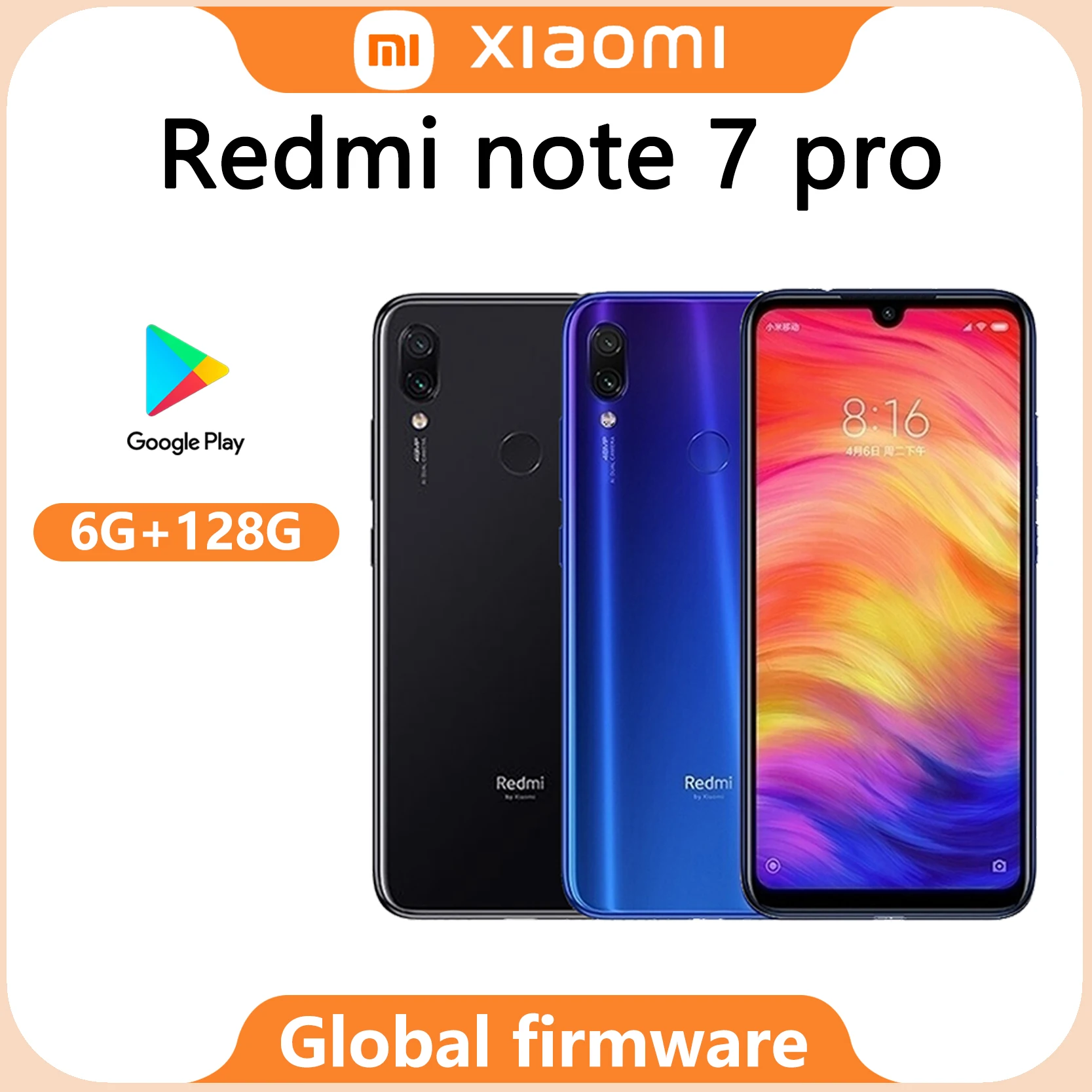 Smartphone Global firmware Xiaomi Redmi Note 7 Pro  6G 128G Message free adapter EU.UK. US, AU used phone