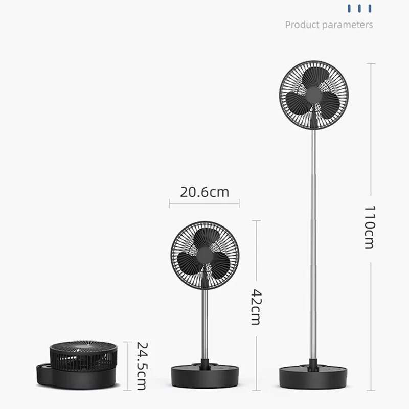 Telescopic folding charging small fan WH71 home floor desktop shaking head USB wireless outdoor portable ultra-quiet 10000mAh