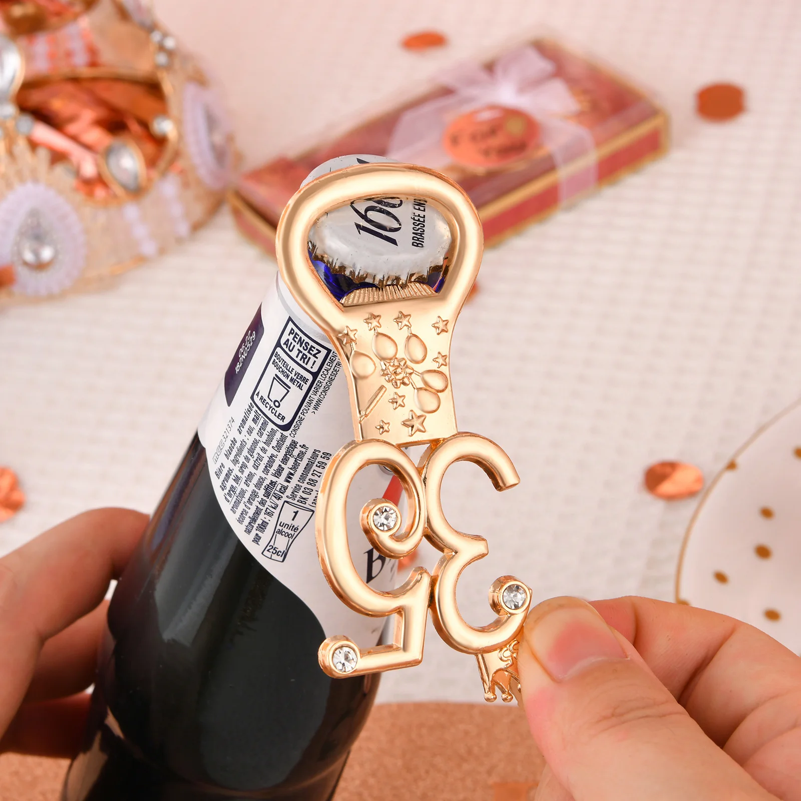 50pcs 35 Year Old Bottle Opener Gift Party Gift Rose Gold Theme Number 35 Bottle Opener