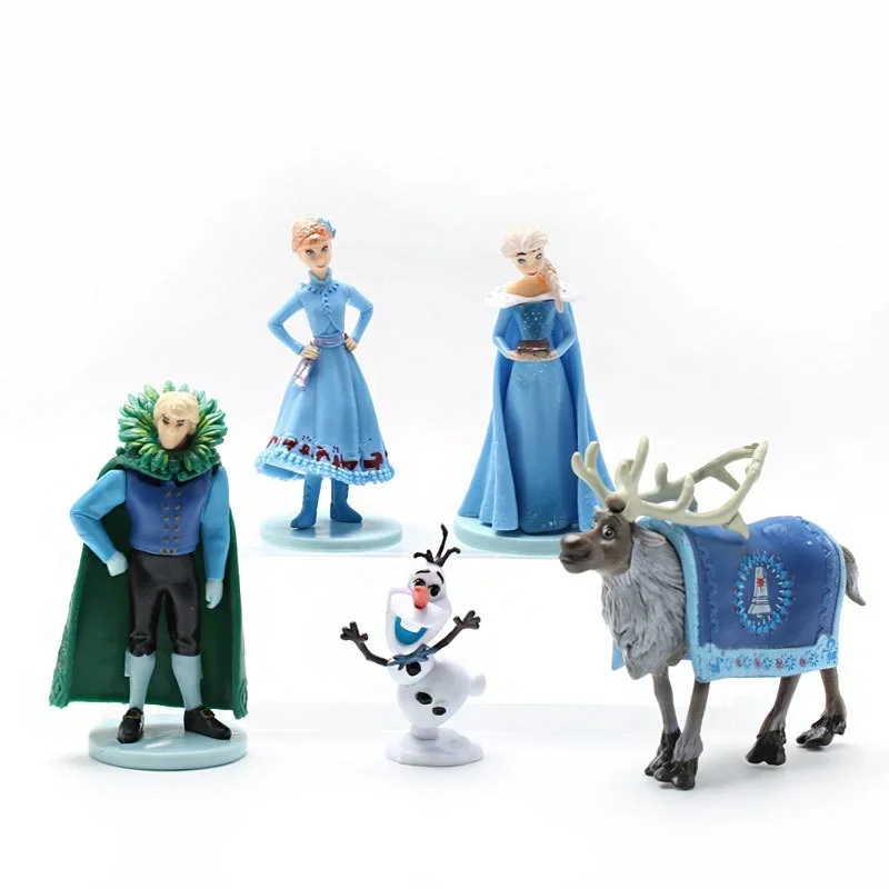 5Pcs/set Anime Frozen Action Figure Cartoon Princess Elsa Anna Kristoff Olaf Reindeer PVC Dolls Decoration Model Toy