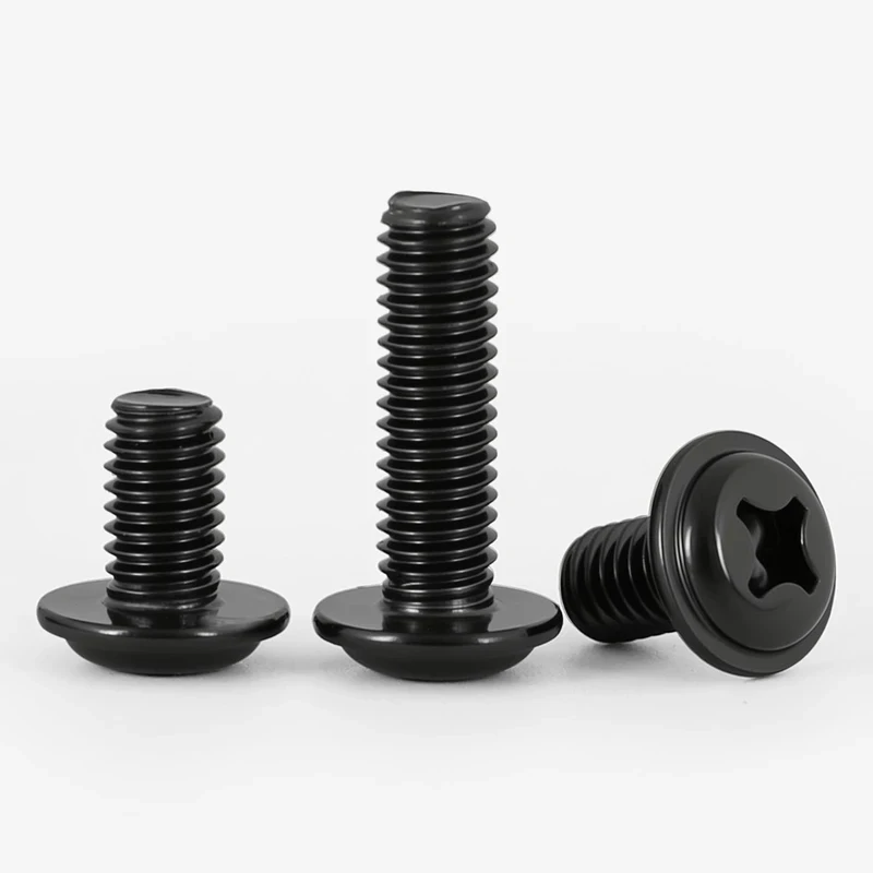

M2 M2.5 M3 M4 M5 M6 Cross Recessed Pan Head Screws PWM Black 304 Stainless Steel Washer Pad Combination Machine Bolts