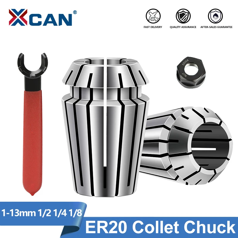 

XCAN Tool Holder ER20 Spring Collet Chuck 1mm-13mm 1/2 1/4 1/8 Collet Set For CNC Engraving Machine ER20 A Type Nut ER20 Wrench