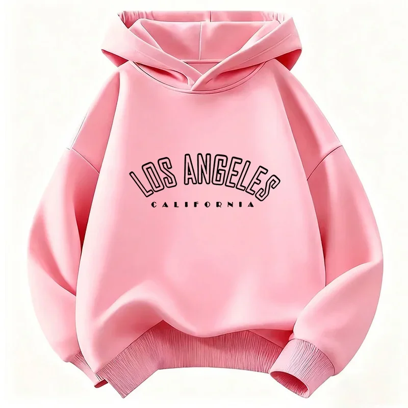 Herbstliches Kinder-Freizeit-Sweatshirt mit Kapuze, modischer und trendiger Los Angeles-Buchstabendruck, bequemes und atmungsaktives Oberteil – Detail 4