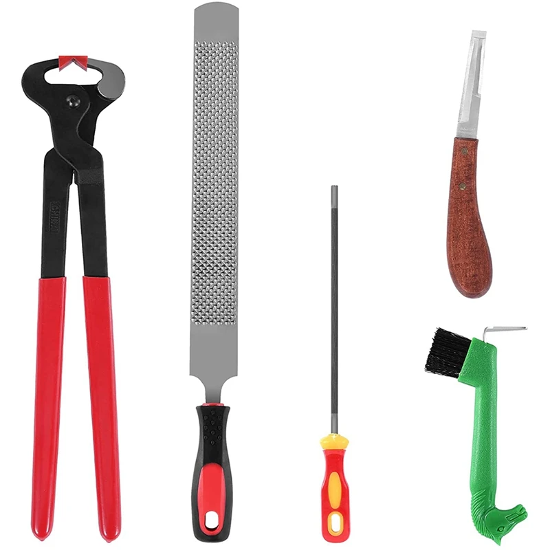 

LICG 5 Pcs Professional Farrier Tool Kits With 14Inch Hoof Nipper,Hoof Care Tools For Horses, Cattle, Sheep And Donkeys