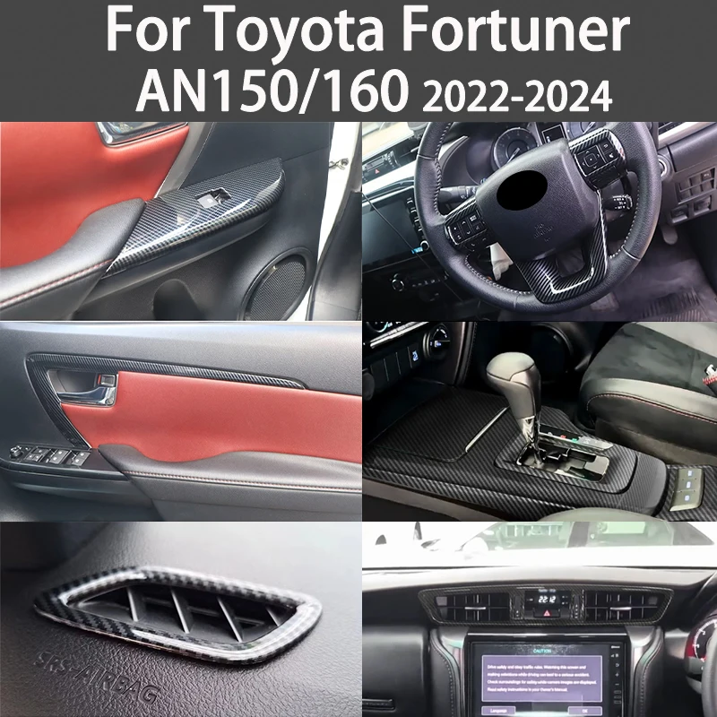 

For Toyota Fortuner AN150 AN160 2022-2024 Carbon Fiber Texture Glass Switch Panel Air Outlet Cover Interior Decal Accessories