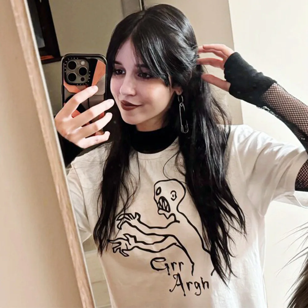 

Grr Argh Buffy Printing Funny Graphic Tees Short Sleeve Unisex T-Shirts Summer Loose Cotton Crewneck Tops Aesthetic Shirts