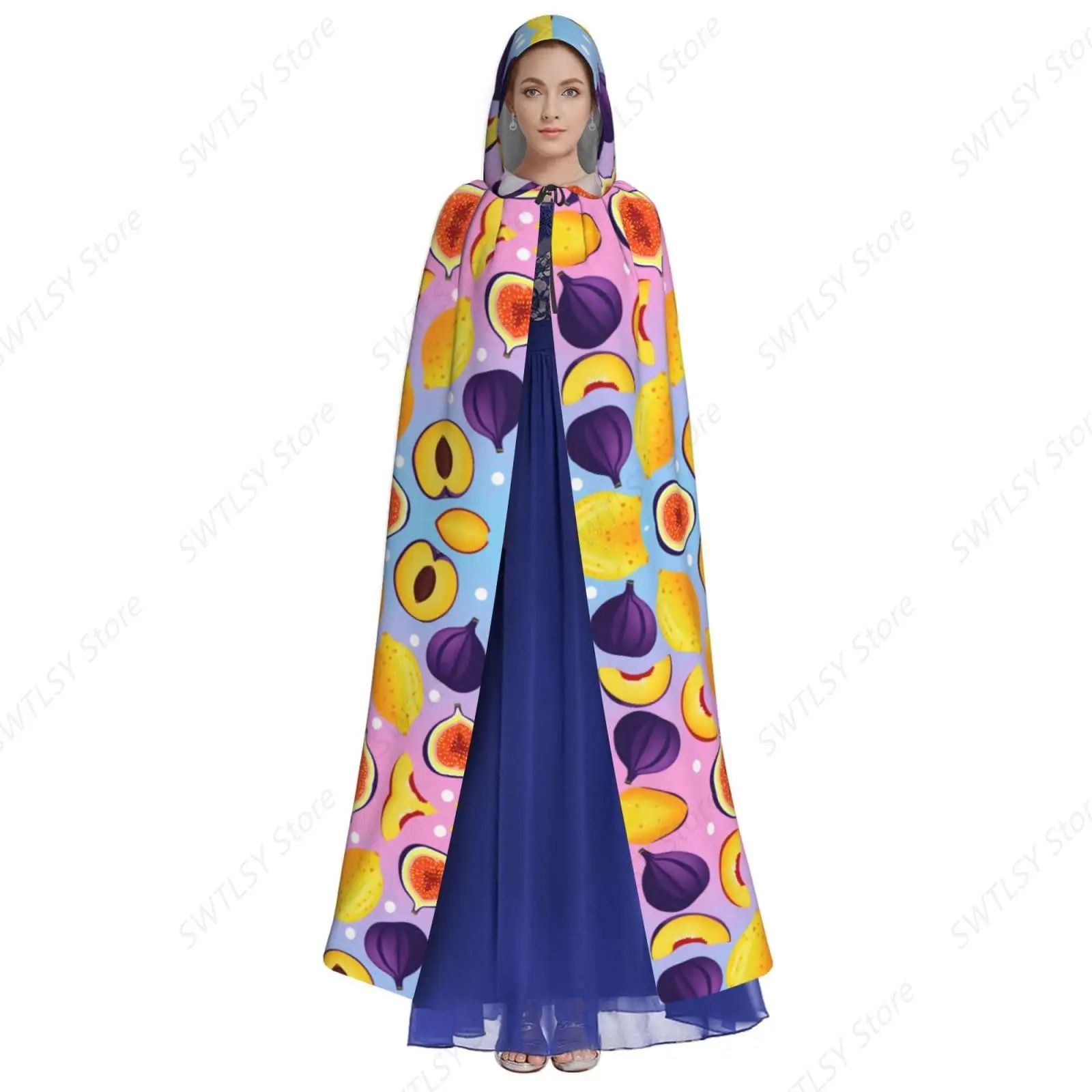Halloween Robe Hooded Cloak Costume - Different Fruits Summer Ornament Art Hoodie Dress Cloak Robe Full Length Friar Cloak