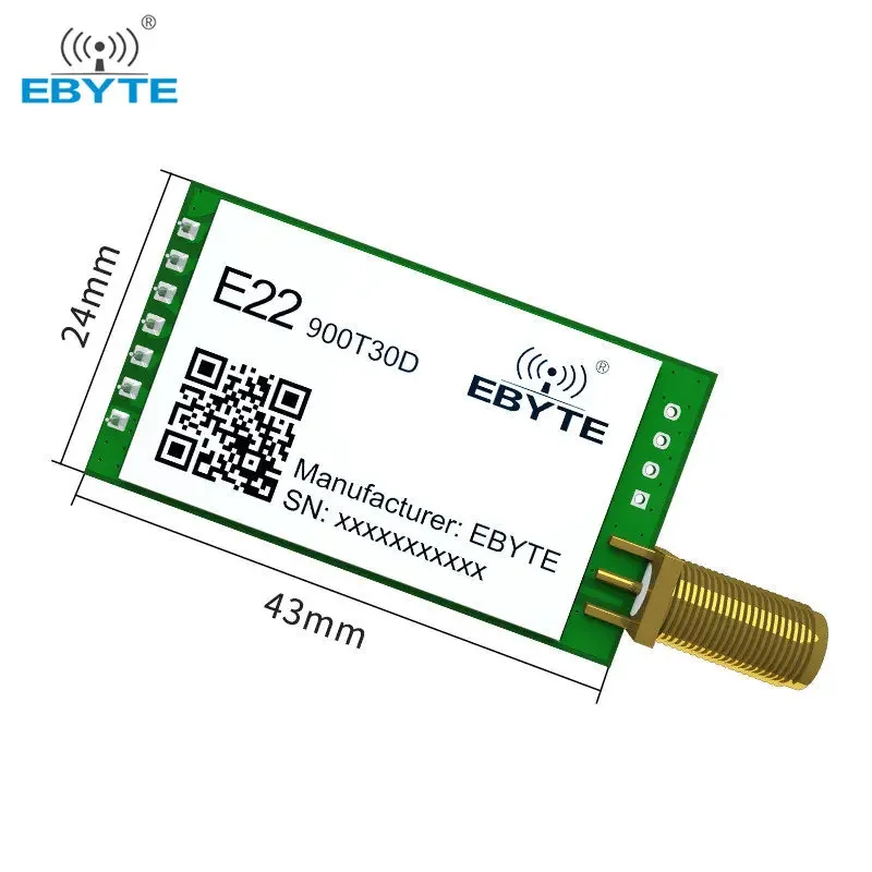 RF Chip LoRa Module E22-900T30D 868.125MHz UART Wireless Module 30dBm 10km Long Range Low Power Consumption DIP Package