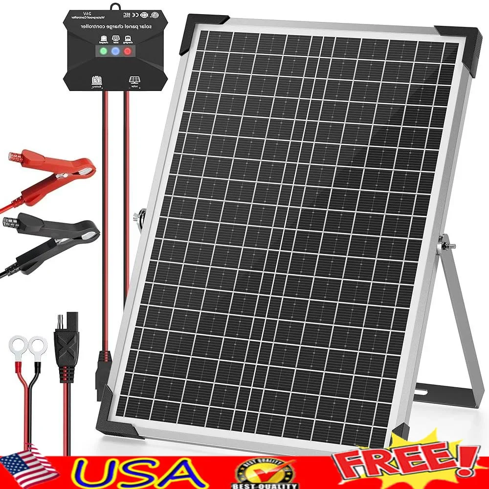 

Комплект солнечной панели 30 Вт, 24 В, контроллер заряда MPPT, регулируемый кронштейн, устройство для обслуживания аккумулятора, водонепроницаемое зарядное солнечное зарядное устройство, лодка на колесах