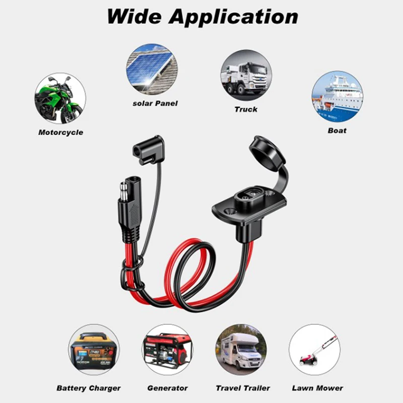 Car Battery Extension   DC Power Automotive Panel Connector Cables Solar Cell Connection Transfer 12AWG 30CM