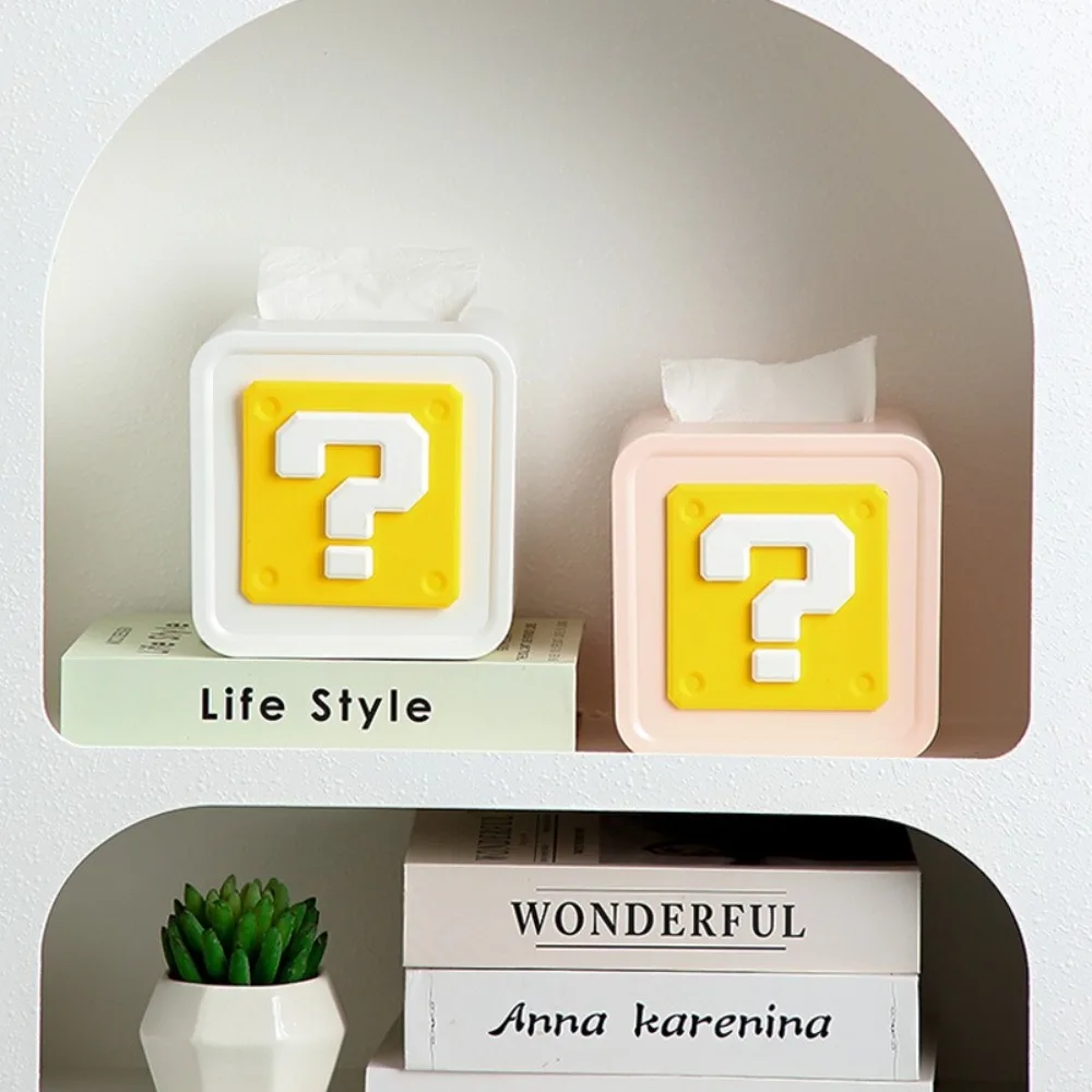 

Modern Square Tissue Box Dustproof Plastic Paper Holder with Decorative Sticker Cartoon Tissue Case Office
