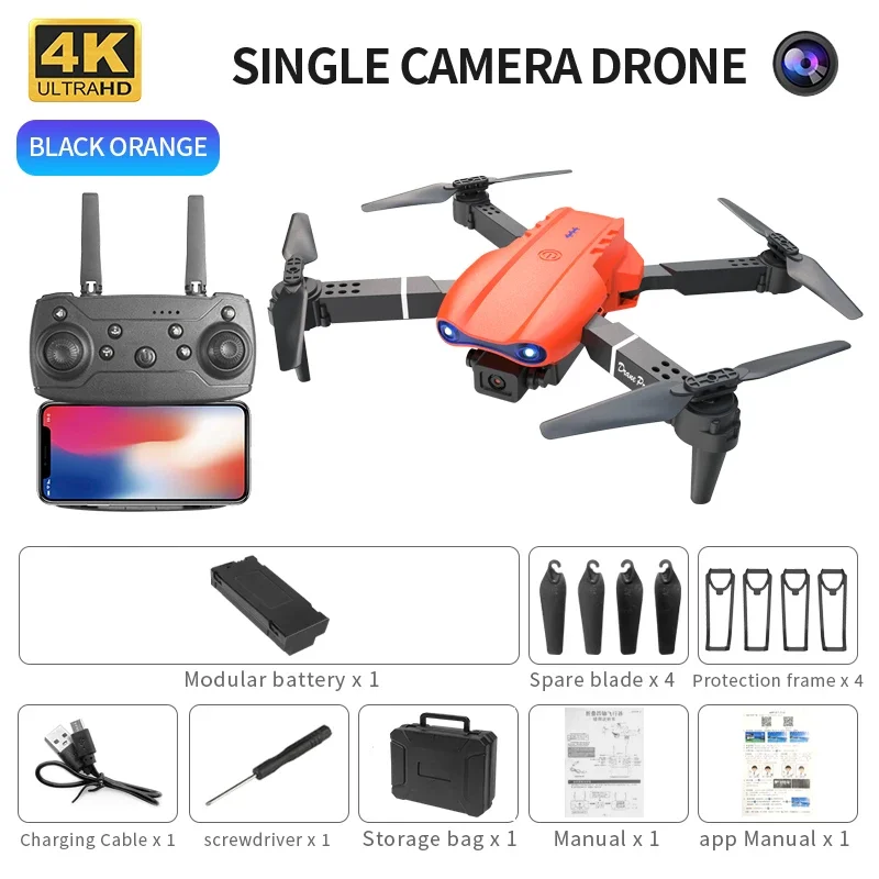 Mini Foldable RC Quadcopter E99 K3 Pro - Dual Camera Aerial Drone with 4K HD, Hold Mode & LED Lights | WIFI Remote Control Toy