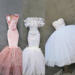 White & pink dress / ballet dress lace evening gown / handmade 30cm doll clothing outfit For 1/6 Xinyi FR ST BB Doll