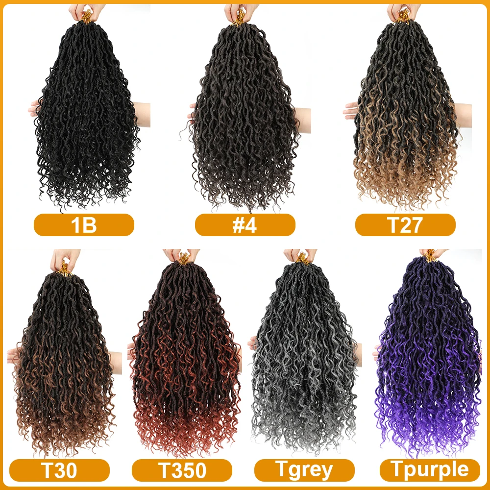 14inch Short Pre-Looped River Locs Synthetic Crochet Hair 14inch Boho Goddess Curly Faux Locs For Black Women