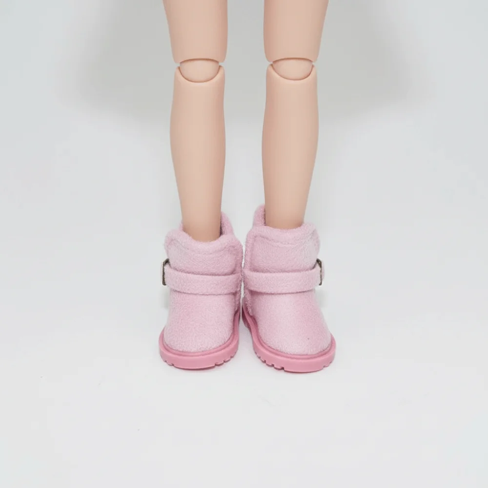 1 par de botas de nieve para muñeca Bjd 1/6, botas de nieve de felpa de Color sólido 1/6, zapatos de invierno para muñeca Bjd, Mini botas de nieve cálidas de 20cm, muñeca Barbi