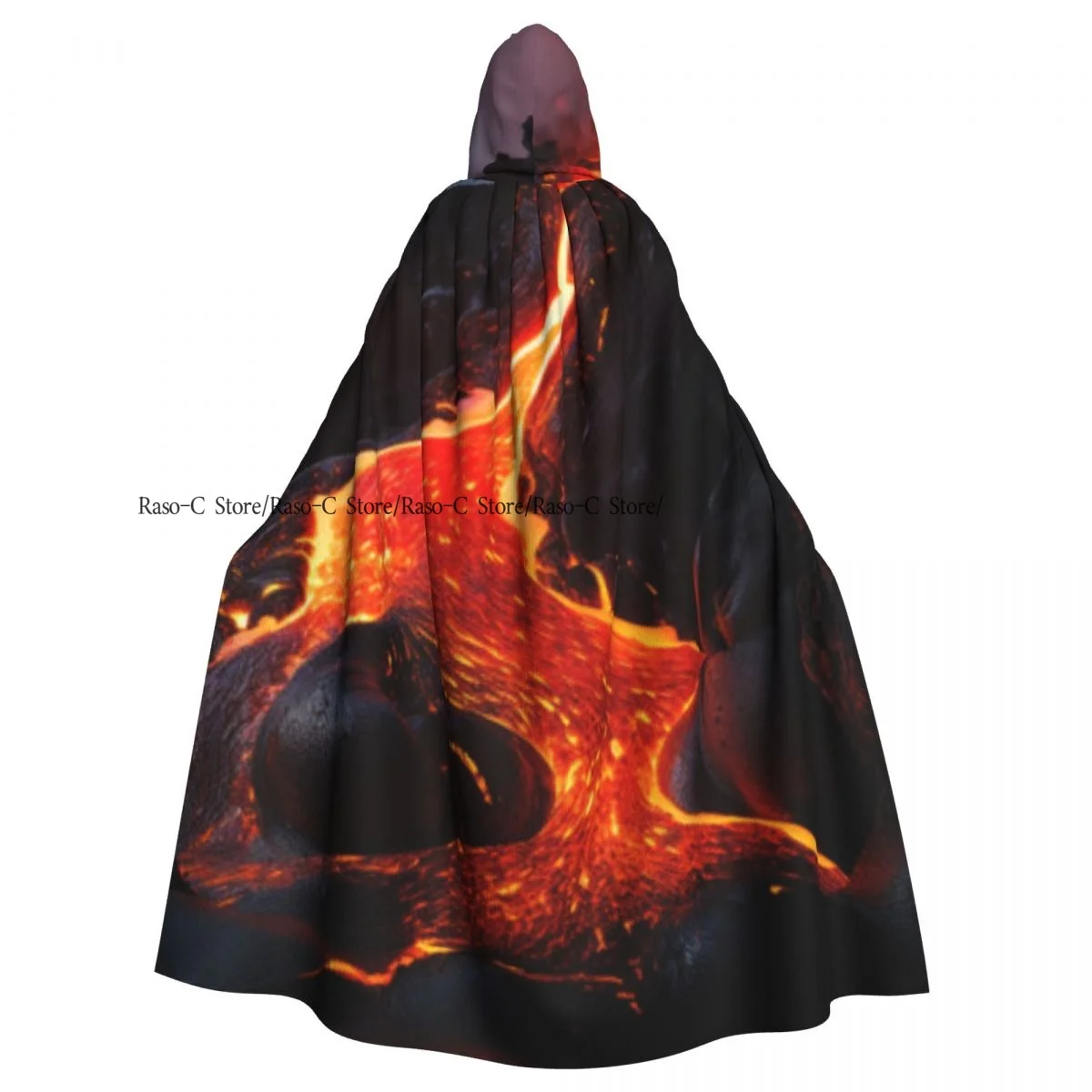 Adult Cloak Cape Hooded Volcano Lava Captures The Molten Rock Medieval Costume Witch Wicca Vampire Elf Purim Carnival Party