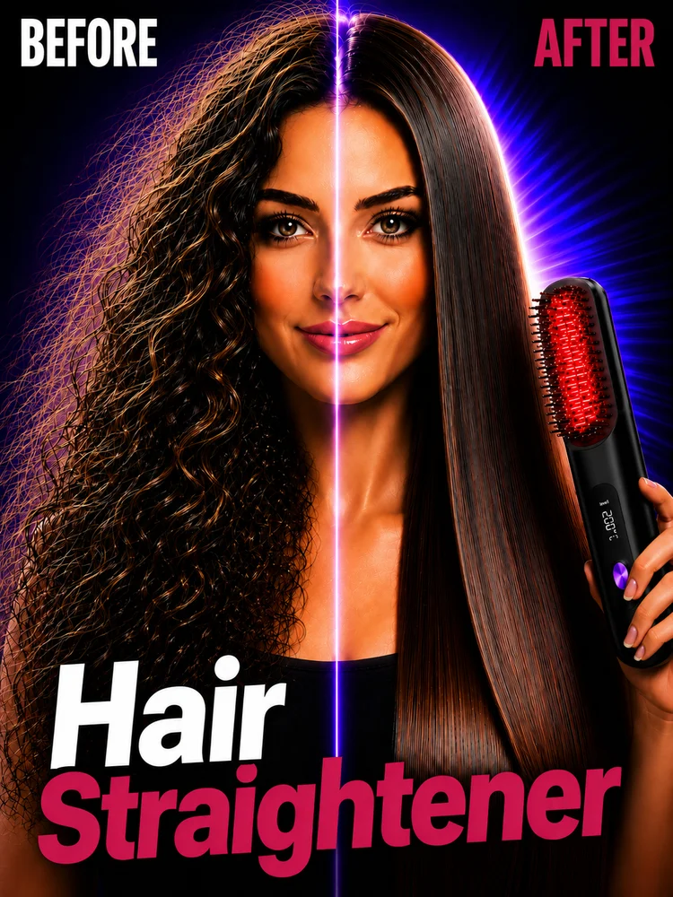 hair straightening brush professional hair straightener mini electric comb rechargeable usb portable