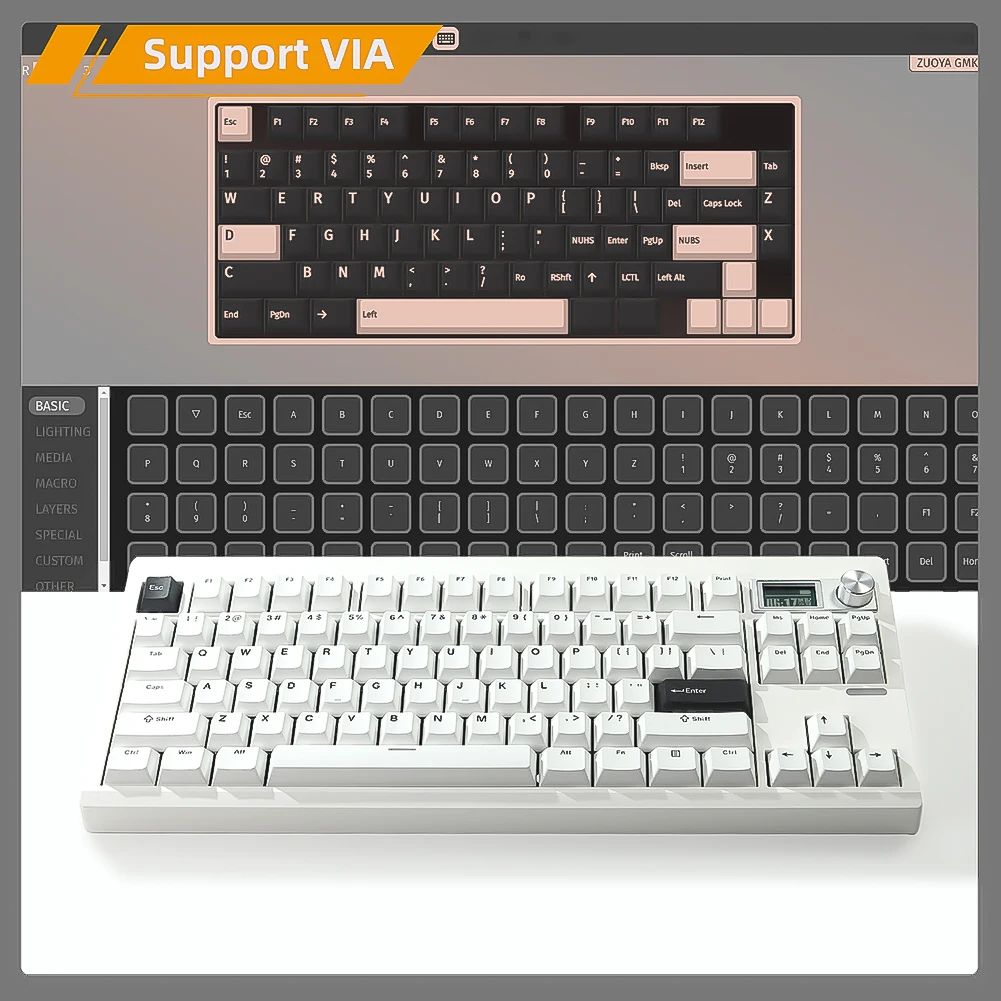 kit de teclado mecanico com fio bluetooth 50 24g 87 chaves rgb retroiluminado junta para via modos gmk87 hot swappable 01