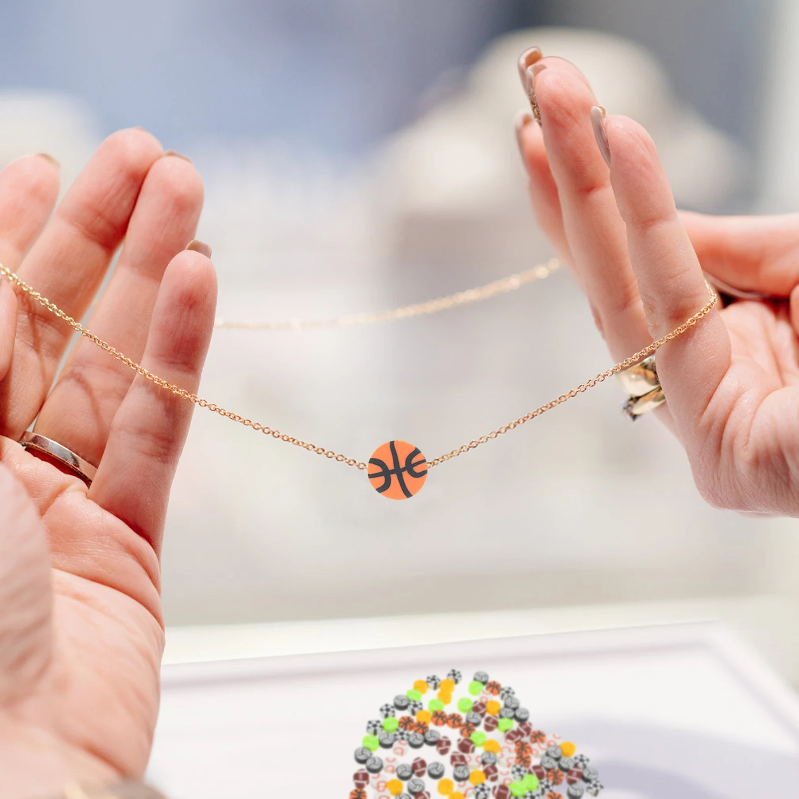 

200Pcs Sports Ball Beads Smooth Craft Spacers for DIY Jewelry Making Projects Bracelets Necklaces Anklets Keychains Rugby Shape