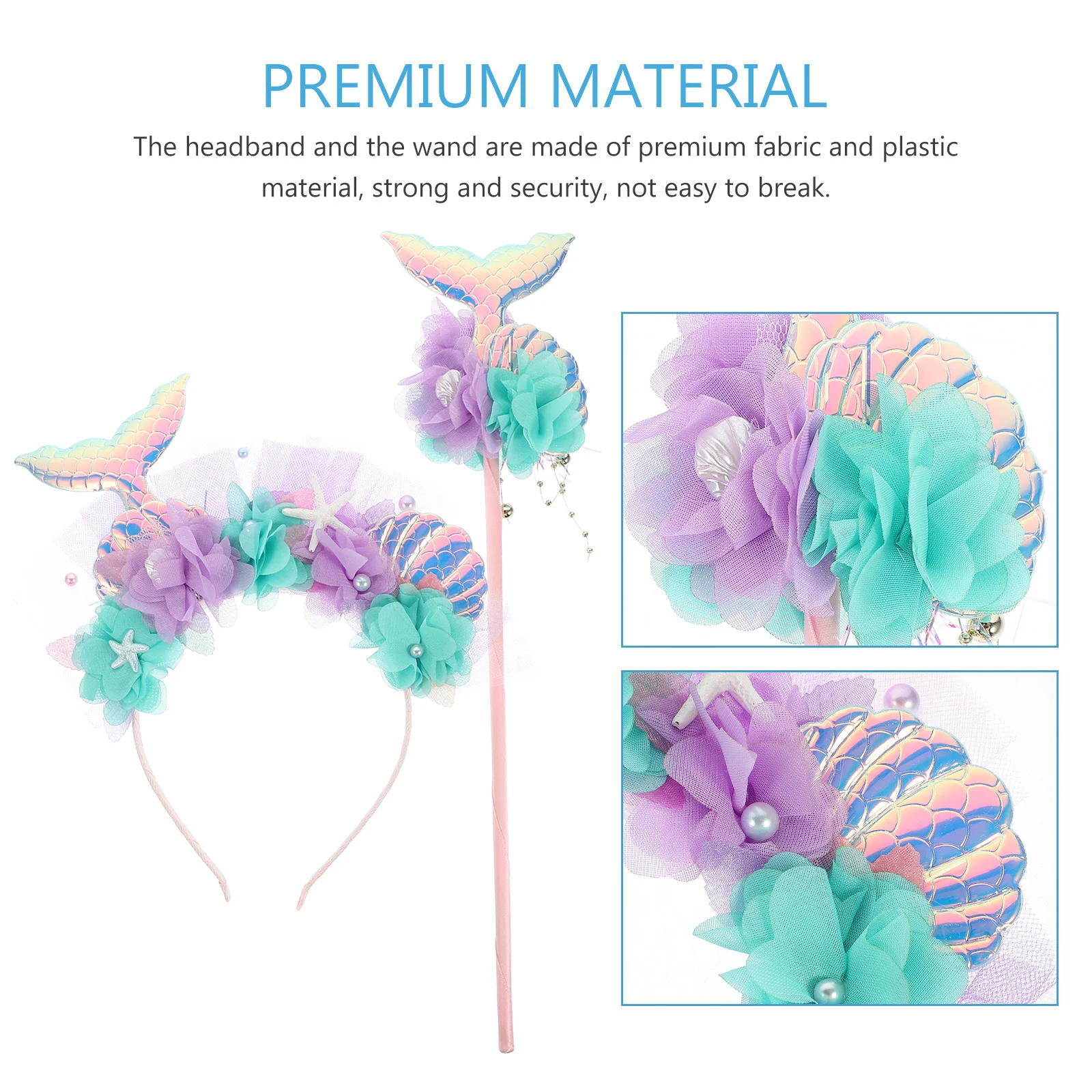 

1Set Mermaid Crown Headband Fairy Wand Set Sequin Tail Accessory Mermaid Costume Decorative Fairy Wand
