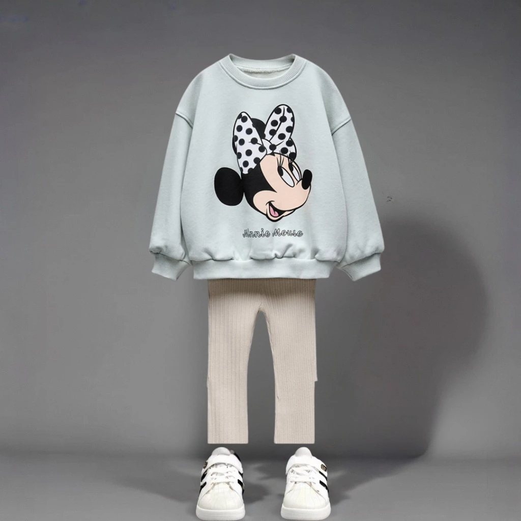 Autumn New Children Clothes Long Sleeve Suit Printed Cartoon Minnie Baby Girls Casual Tracksuits Kids Hoodie + Leggings 2pc/set image 4