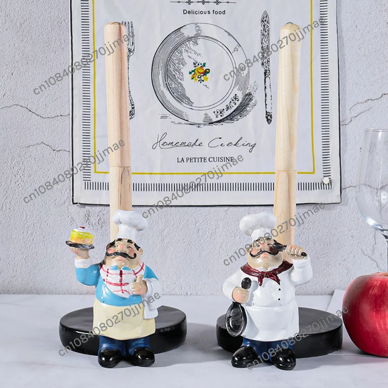 

Chef Paper Towel Holder Resin Double-Layer Tissue Storage Figurines Creative Home Kitchen Cake Shop Restaurant Crafts Decoration