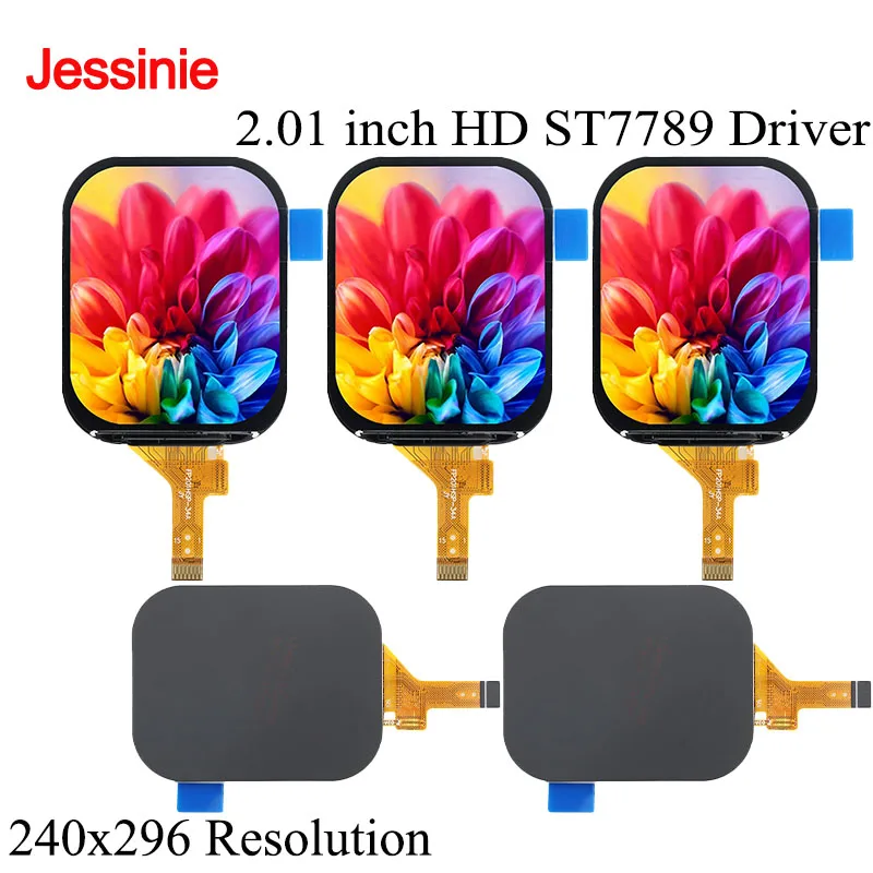 5pcs/1pc 2.01 inch HD IPS TFT LCD Display ST7789 Driver SPI Serial Interface 240x296 Resolution Full Color Bare Screen 15Pin