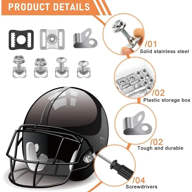 Hockey Helmet Repair Kit 57X Helmet Replacement Parts Clips Screws Hardware Kit Helmet Maintenance Tools For Football Baseball