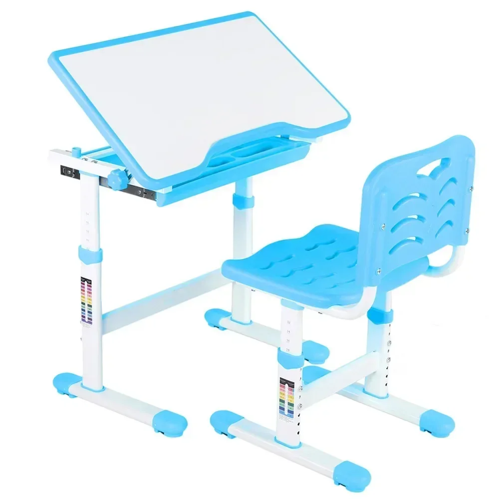 Chaise de bureau réglable pour les devoirs des enfants, ensemble de table d'art pour les activités des enfants, bureaux et chaises d'apprentissage, bleu