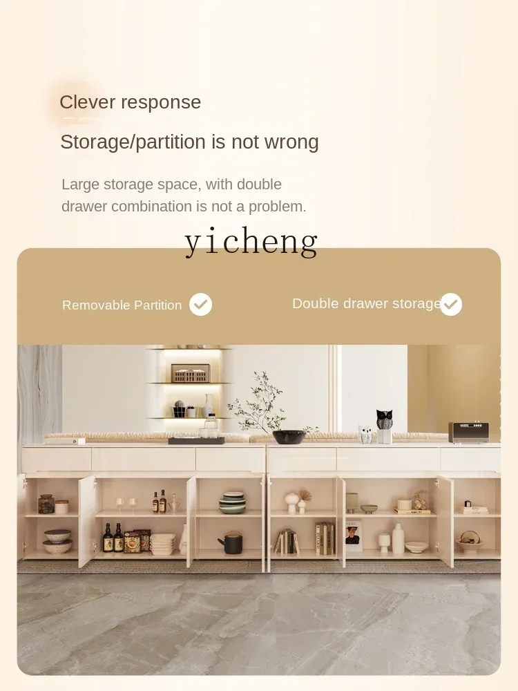 a7 ultra-thin dining side cabinet modern simple living room sofa back cabinet cream wind bucket cabinet