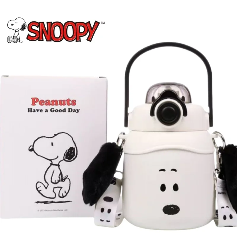 

Новинка 2023 года, вакуумная кружка Snoopy, чайник из нержавеющей стали 316, соломенная чашка 900 мл, изолированные и морозостойкие кофейные чашки, подарки для мальчиков и девочек