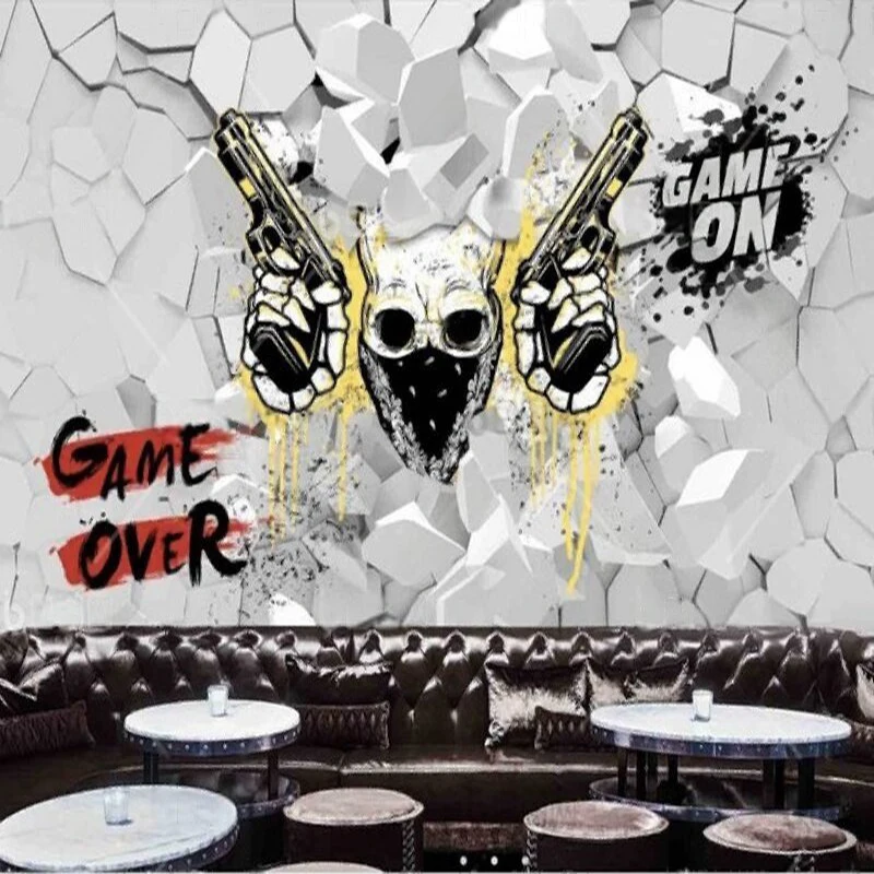 

MU9148 Wall hole 3D game workwear customization home decoration bedroom sofa background wall