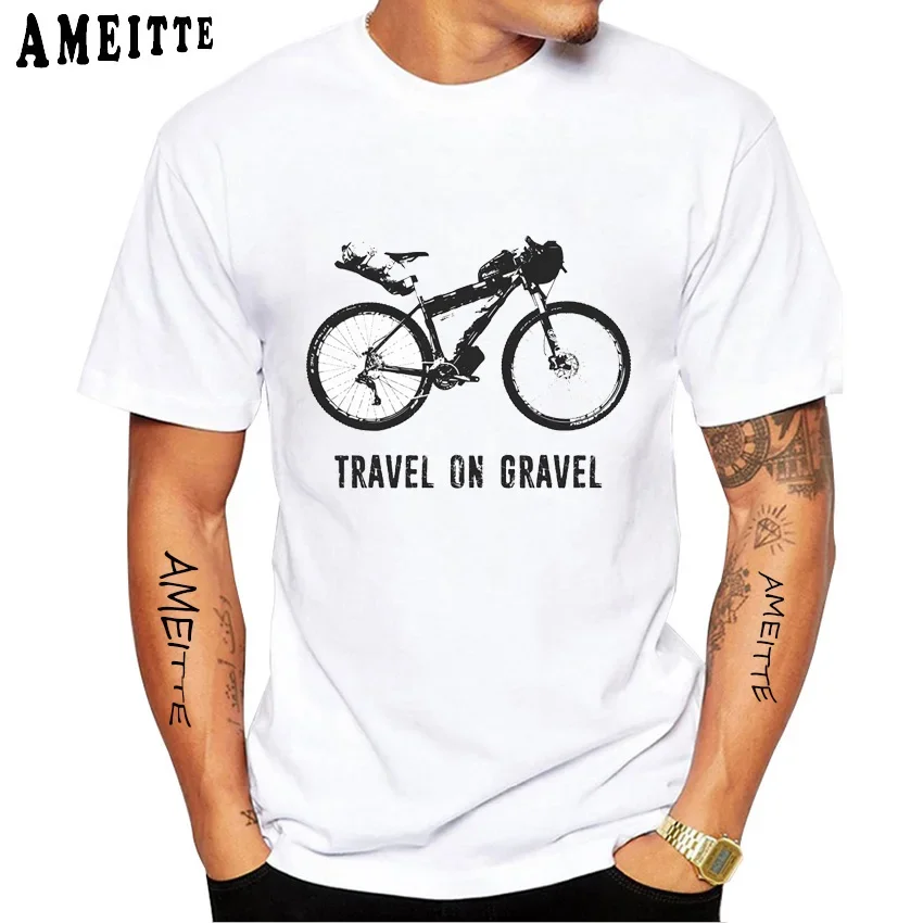 

Travel On Gravel Bikepacking Cycling T-Shirt Men Short Sleeve Bicycle Sport Boy Tops Summer Mountain Bike Rider Casual Tees