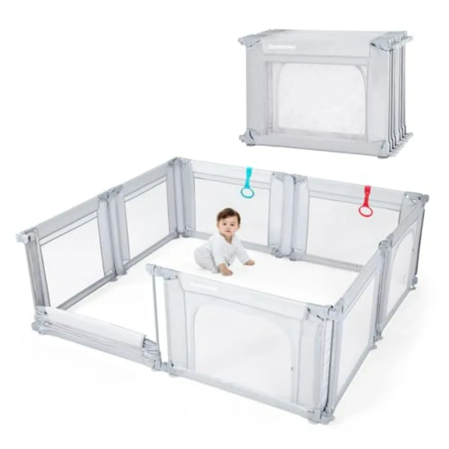 

Foldable Large Play Pen for Toddlers 1-3 Years 59X59X27in Indoor Playard with Adjustable Mesh Breathable Floor Certified Safe B