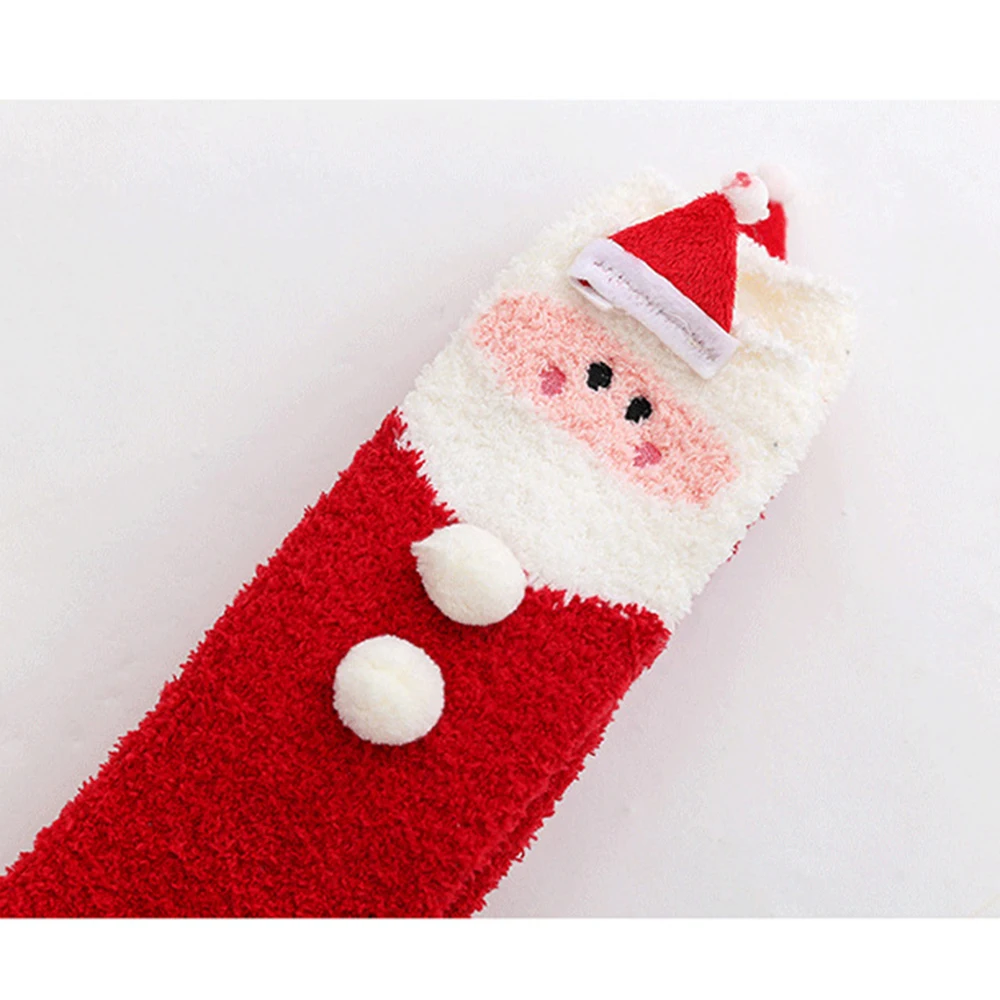 Calzini alti alla coscia da donna Calze natalizie carine Calze in pile di corallo Calze lunghe da donna calde per accessori di moda