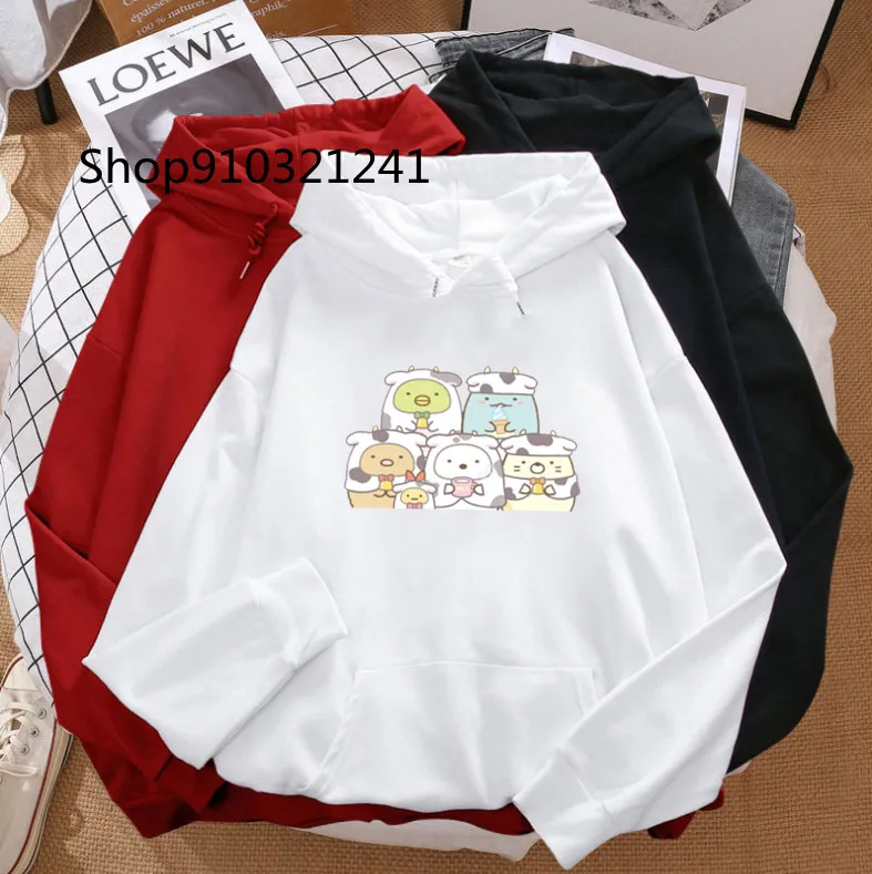 

Hot Hoodie Women Printing Cute Sumikko Gurashi Clothes Kawaii Girl Cartoon white Hoodies Female Oversized Sweatshirts Clothing