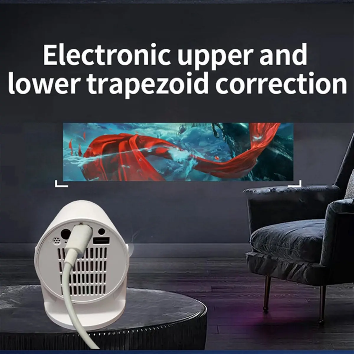 【ELEVATE LIFE】Y200 Mobile Phone Cable Connection with the Same Screen Projector Portable -Compatible Projector 180 Degree Rotati