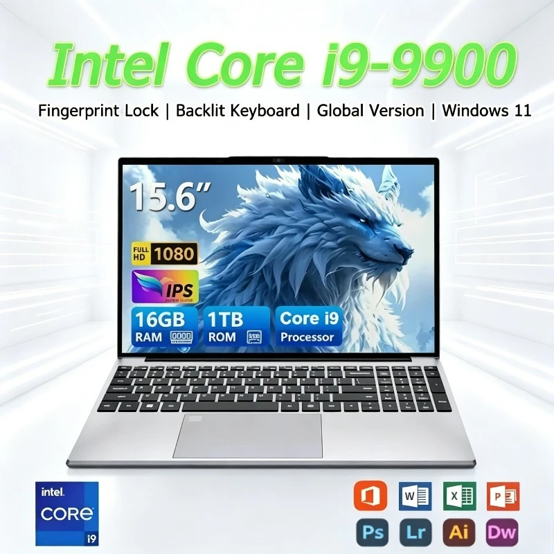 

Ultra Slim Windows 11 Laptop Computer 15.6" 32GB RAM 512GB 1TB SSD Intel i9-9900 Notebook Gamer 1920*1080 Office Computer PC