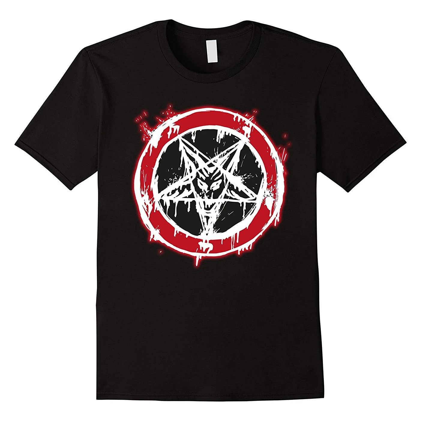 

Pentagram Blood 666 Satan Goat Head Baphomet Demon Symbol T Shirt. Short Sleeve 100% Cotton Casual T-shirts Loose Top Size S-3XL