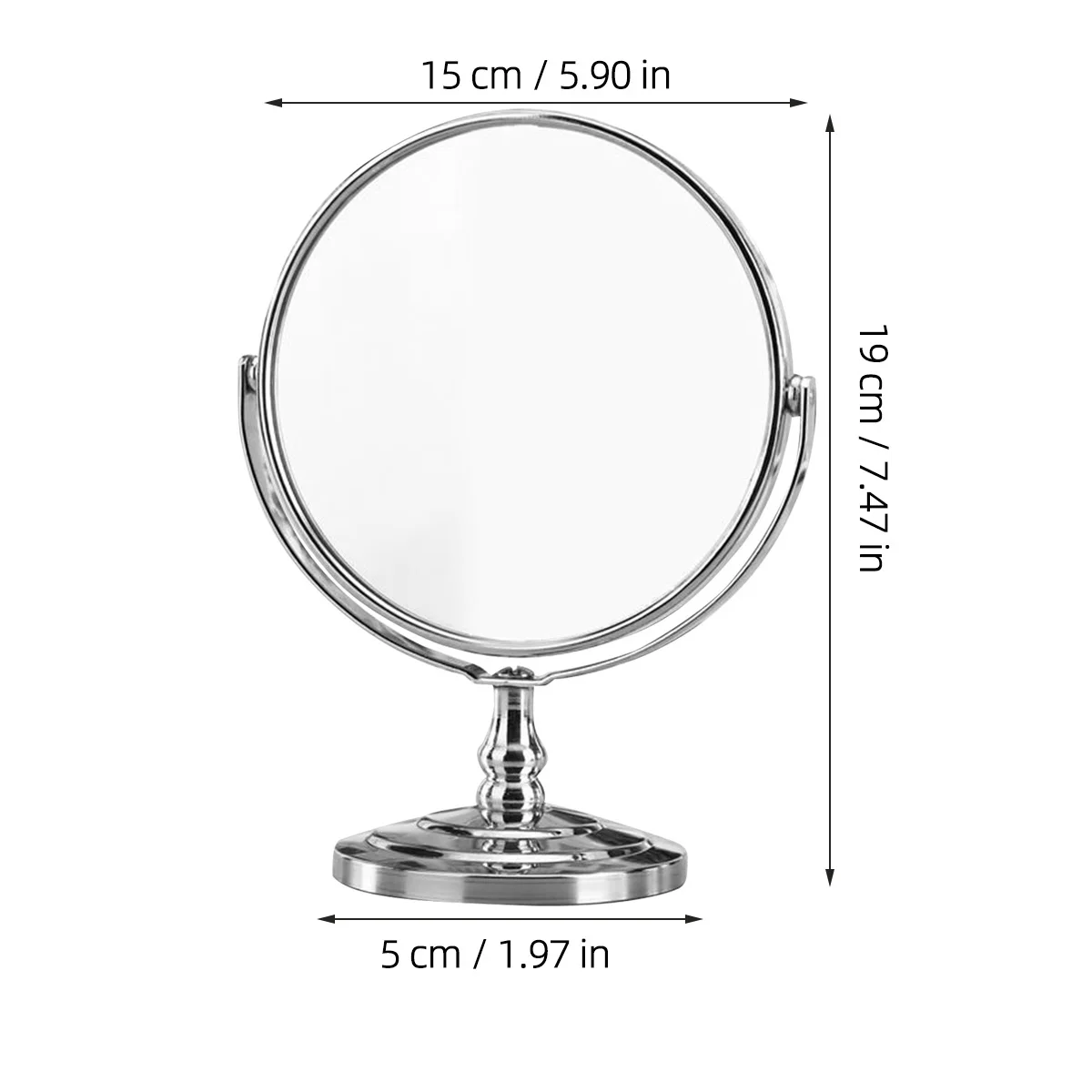 Espelho de maquiagem giratório de dupla face, espelho de vaidade de mesa para uso diário, banheiro, quarto, mesa decorativa