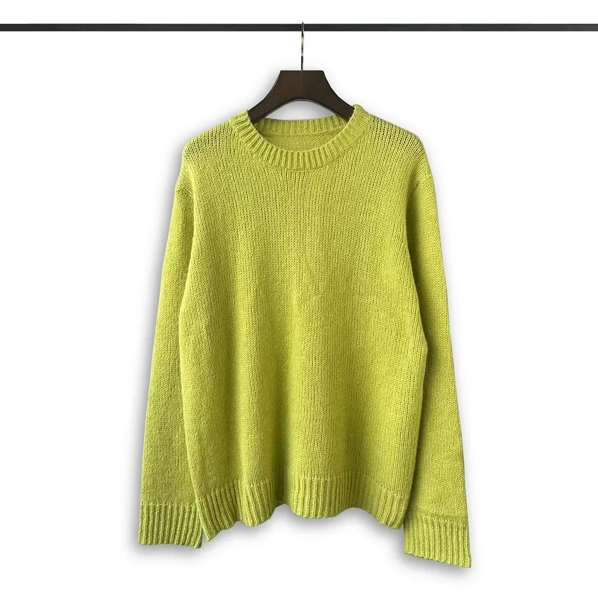 Vintage jednolity kolor podstawowy swetry wełniane męski i damski okrągły dekolt luźny zimowy sweter Oversized luźne, jesienne sweter