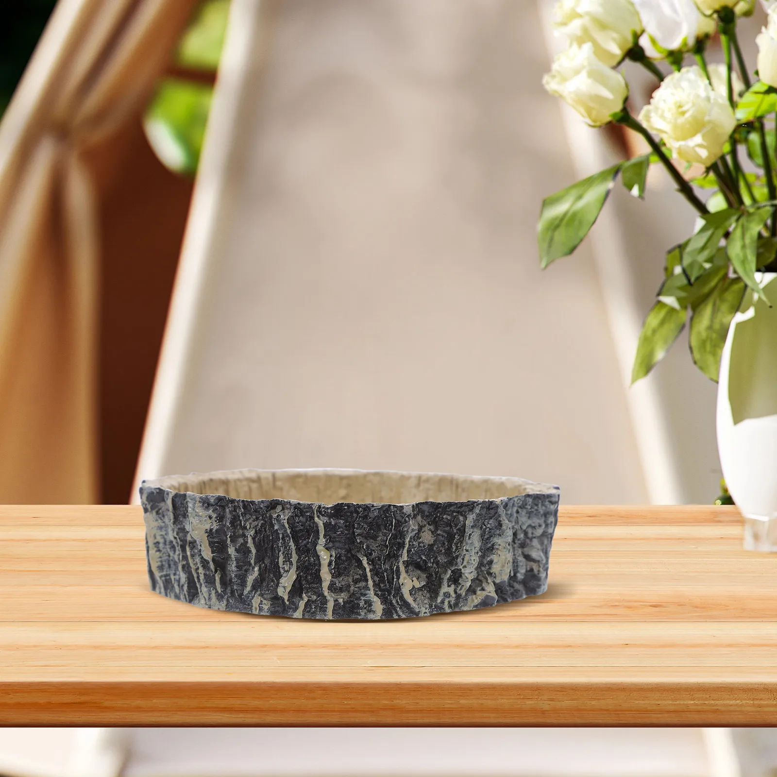 

Premium Resin Reptile Feeding Bowl Durable Tree Stump Design Suitable for Small Pets Turtle Lizard Frog Terrapin Gecko Spider