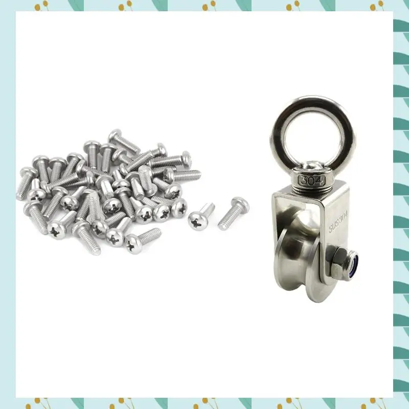 

A71P 60 Pcs M2 X 4Mm Phillips Round Head Screws Bolt & 1 Pcs U Type Swivel Pulley