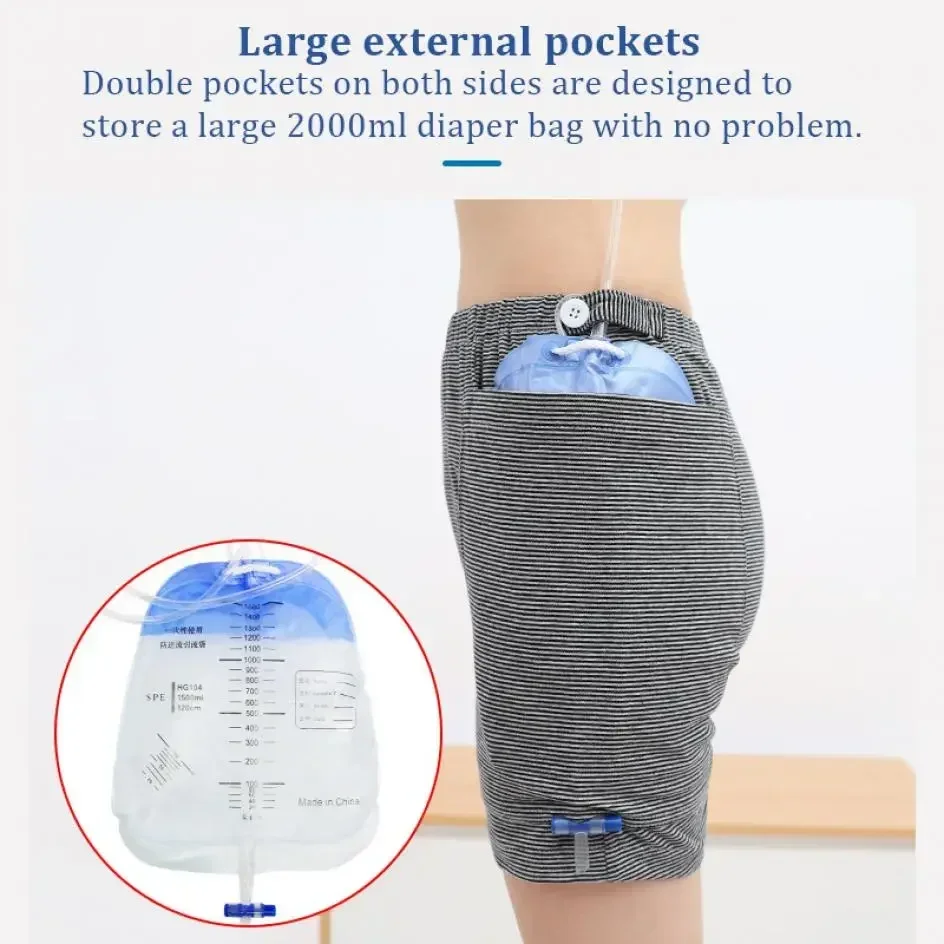 Wearable Urine Bag Pants Double Pocket Large Capacity Elderly Portable Stomy Underwear Intestinal Kidney Mouth Surgery Nursing