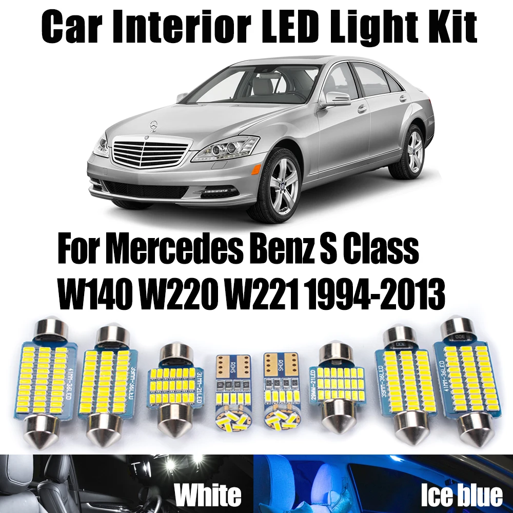 For Mercedes Benz S Class W140 W220 W221 1994-2013 Car Accessories Canbus LED Interior Door Footwell Reading Map Bulbs Light Kit